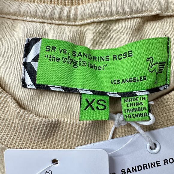 Sandrine Rose Oversized Shoulder Pad Crew Neck T-Shirt Sunflower Women XS NWT - Picture 2 of 9